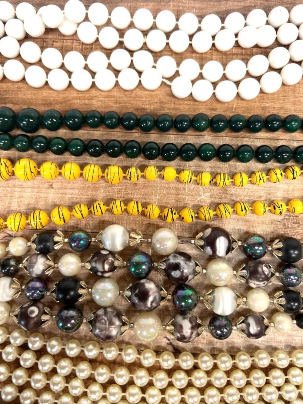 Vintage Multi-Strand Beaded Costume Jewelry Necklace Lot In Various Colors Style